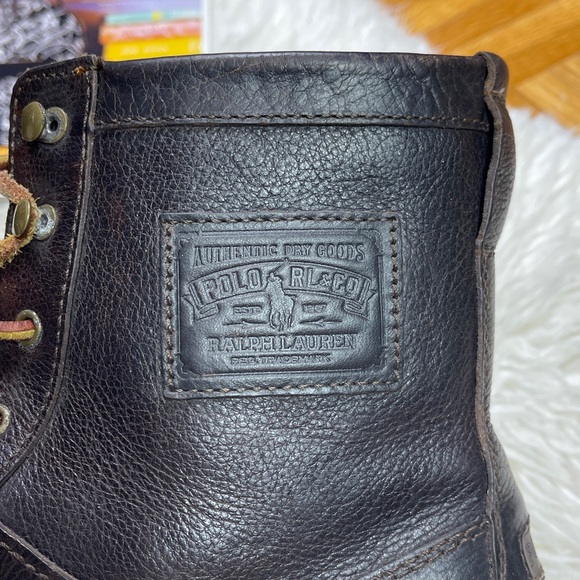 Polo Ralph Lauren Men's Rouland Ankle Bootie Dark Brown Leather Lace-Up Boots - Picture 4 of 16